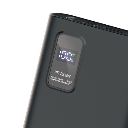 Power Bank z wyświetlaczem LED Power Delivery 20000 mAh 3,7V czarny