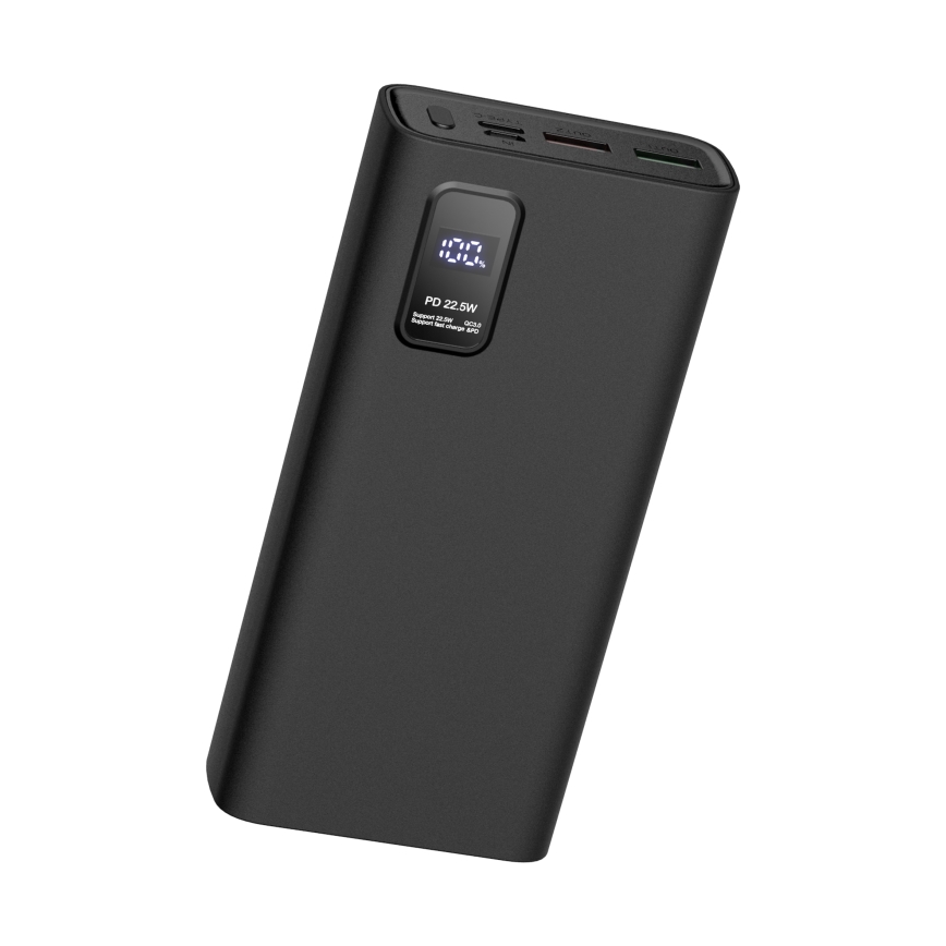 Power Bank z wyświetlaczem LED Power Delivery 20000 mAh 3,7V czarny