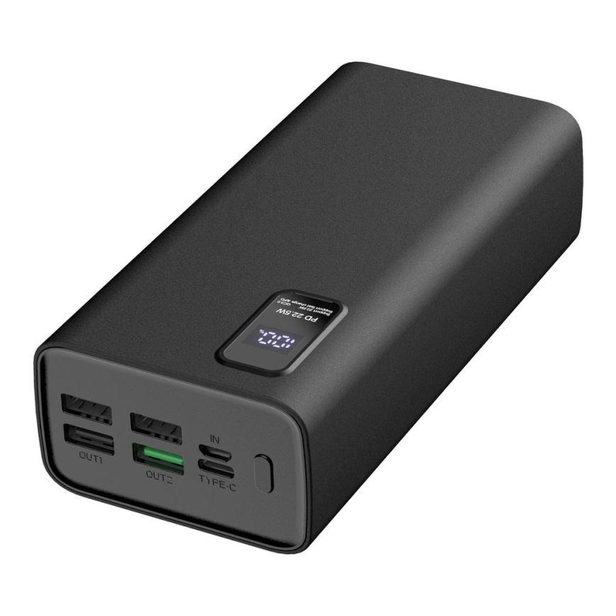 Power Bank z wyświetlaczem LED Power Delivery 30000 mAh 3,7V czarny