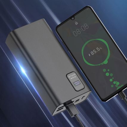 Power Bank z wyświetlaczem LED Power Delivery 30000 mAh 3,7V czarny