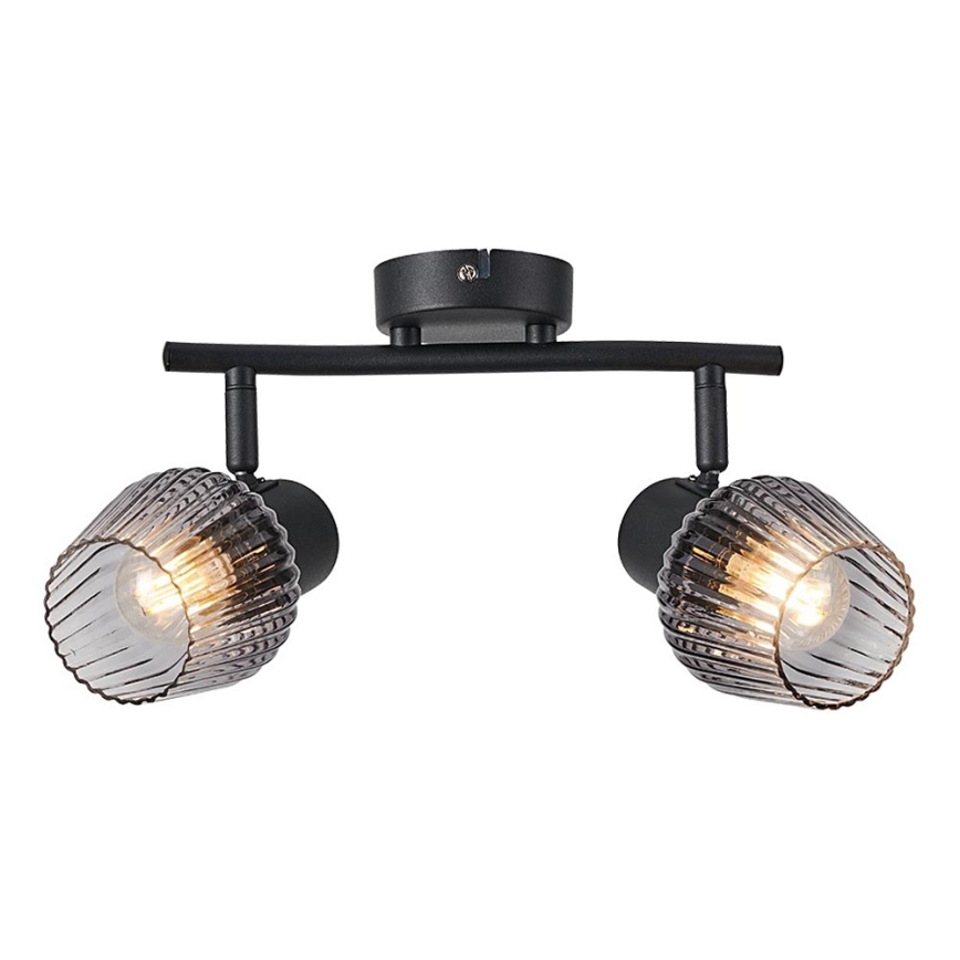 Prezent 14101 - Oświetlenie punktowe OASIS 2xE27/60W/230V czarny/dymny
