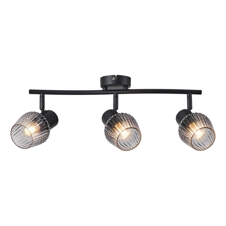 Prezent 14102 - Oświetlenie punktowe OASIS 3xE27/60W/230V czarny/dymny