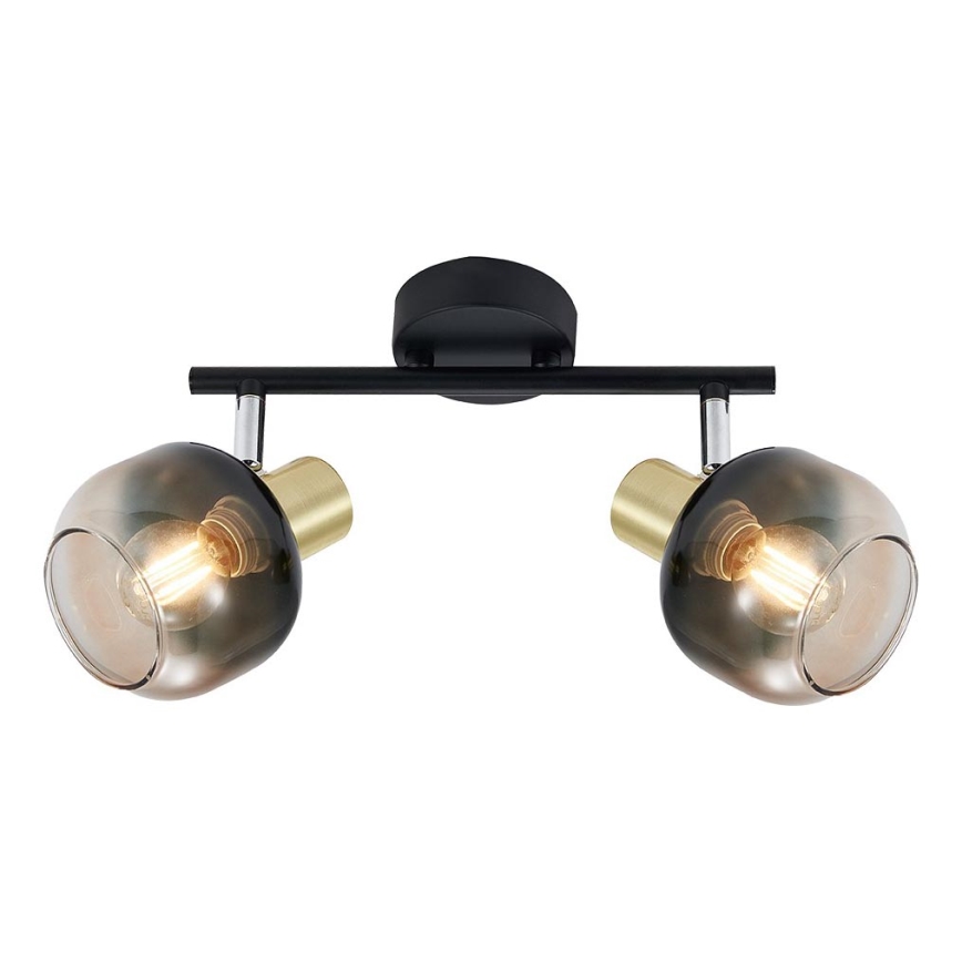Prezent 27514 - Oświetlenie punktowe PEGAS 2xE14/40W/230V czarny/dymny