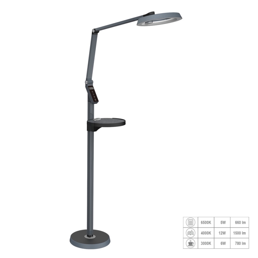 Prezent 31220 - LED regulowana dotykowo lampa stojąca SALSA LED/15W/230V USB
