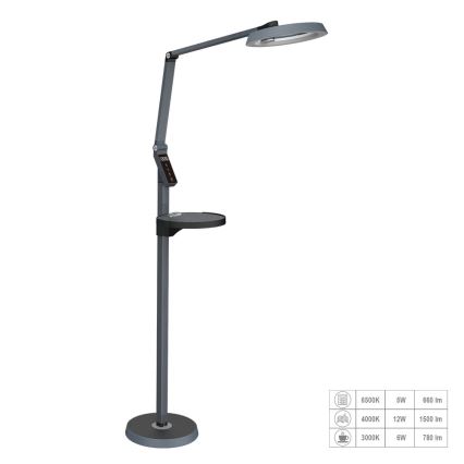 Prezent 31220 - LED Ściemnialna dotykowa lampa podłogowa SALSA LED/15W/230V USB