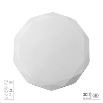 Prezent 71338 - ściemnialna lampa sufitowa LED IRIDIO LED/30W/230V 3000/4000/6500K, średnica 39 cm, biała