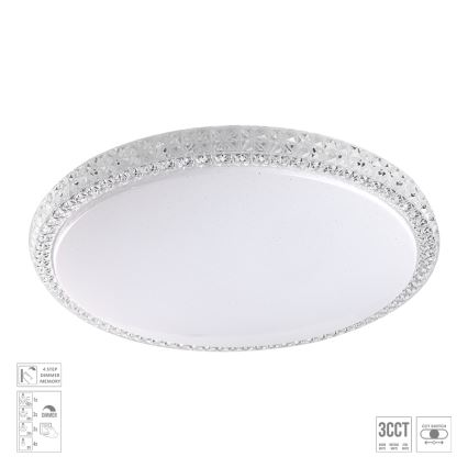 Prezent 71340 - Ściemnialna lampa sufitowa AMBIA LED/40W/230V 3000/4000/6500K śr. 49,5 cm przezroczysta