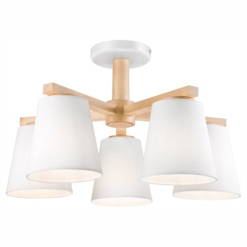 Přisazený lustr ELLIE 5xE27/60W/230V bílá/buk