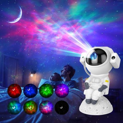 Projektor LED RGB 3 w 1 LED/5W/5V 3000/4000/6000K astronauta + pilot zdalnego sterowania