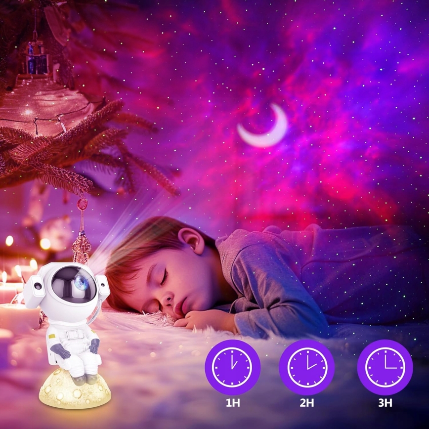 Projektor LED RGB 3 w 1 LED/5W/5V 3000/4000/6000K astronauta + pilot zdalnego sterowania