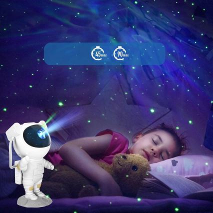 Projektor LED RGB 5W/5V w kształcie astronauty + pilot zdalnego sterowania