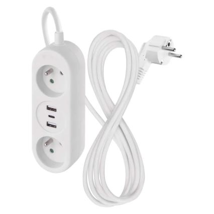 Przedłużacz 2 gniazdowy + 2x USB-A + USB-C 1,4 m