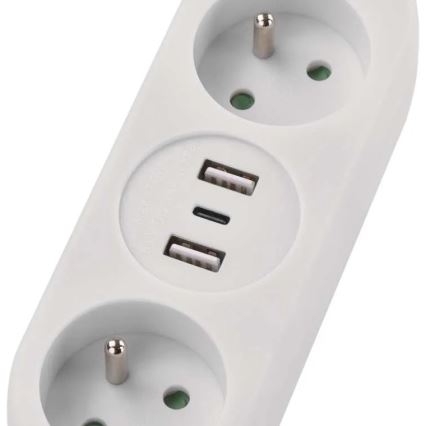 Przedłużacz 2 gniazdowy + 2x USB-A + USB-C 1,4 m