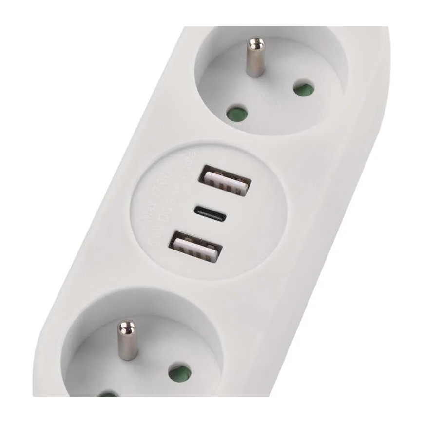 Przedłużacz 2 gniazdowy + 2x USB-A + USB-C 1,4 m