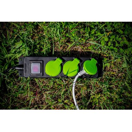 Przedłużacz 20 m z wyłącznikiem, 3 gniazda, IP44