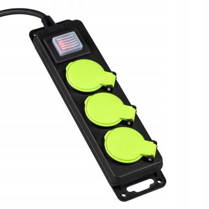 Przedłużacz 20 m z wyłącznikiem, 3 gniazda, IP44