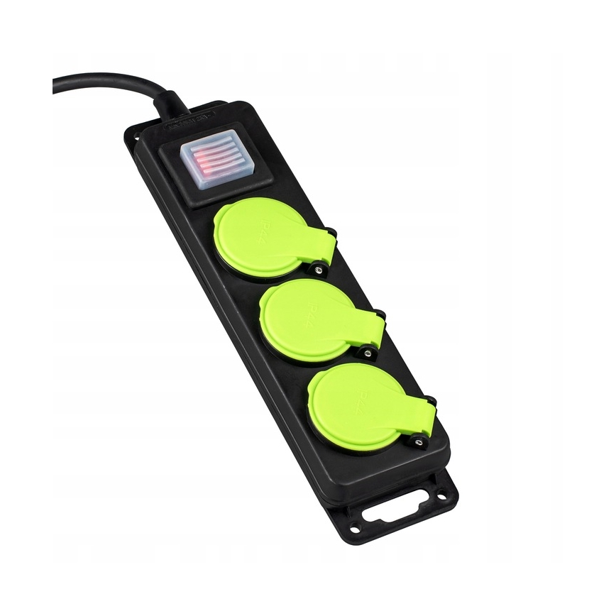 Przedłużacz 20 m z wyłącznikiem, 3 gniazda, IP44