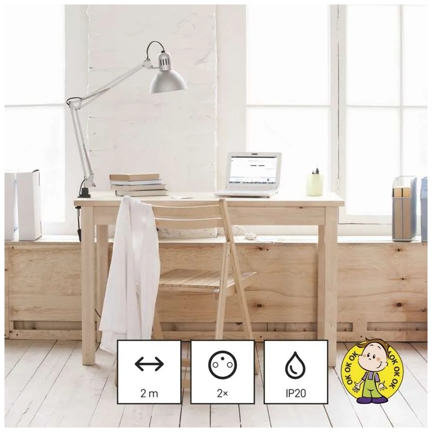 Przedłużacz 2 gniazda + 2x USB-A + USB-C 1,4 m