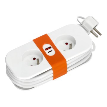 Przedłużacz 2Z + 2xUSB 1,4 m biały