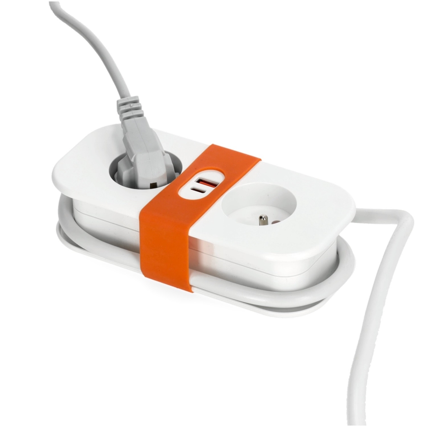 Przedłużacz 2Z + 2xUSB 1,4 m biały