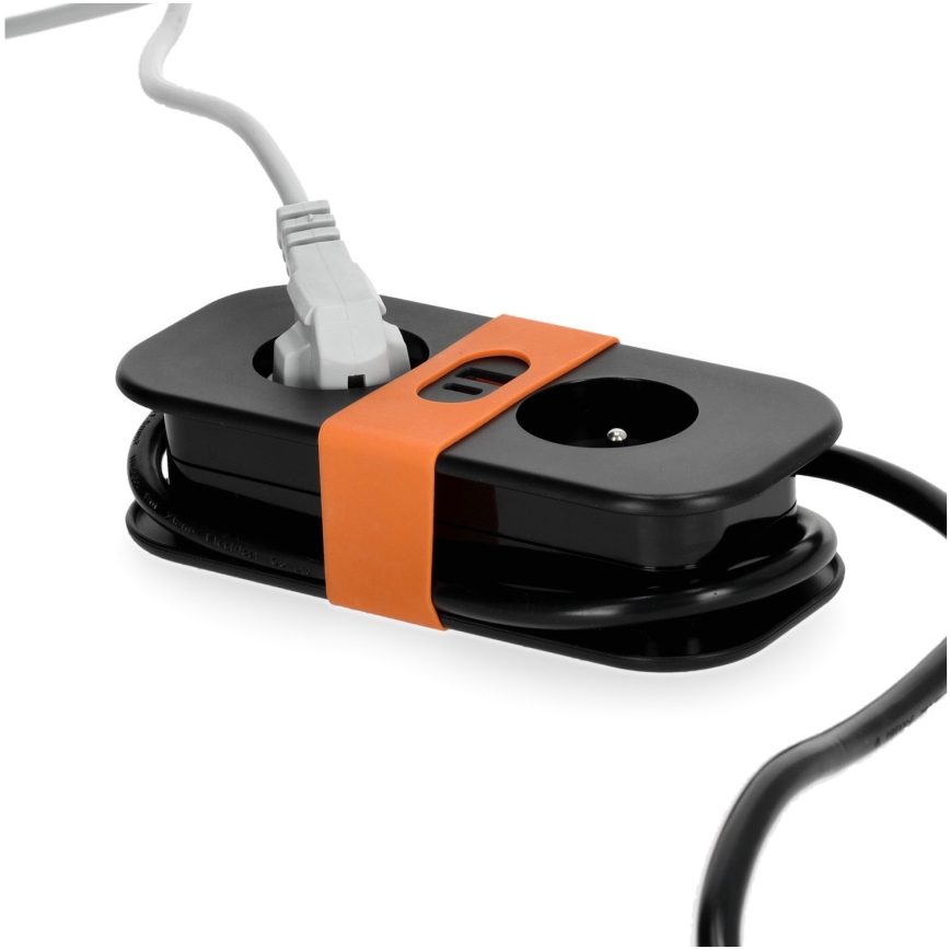 Przedłużacz 2Z + 2xUSB 1,4 m czarny
