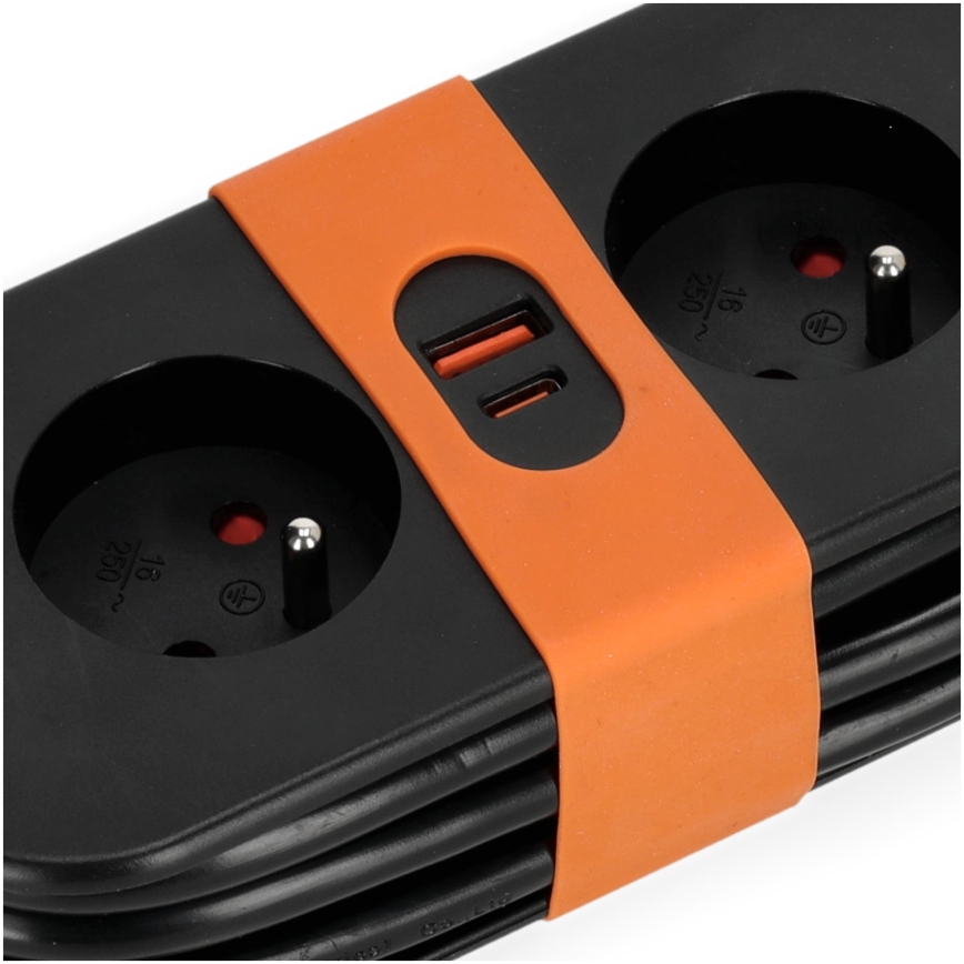 Przedłużacz 2Z + 2xUSB 1,4 m czarny