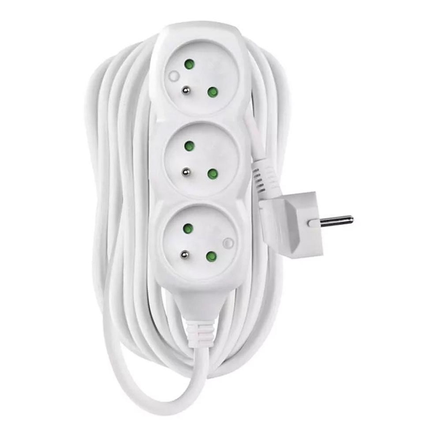Przedłużacz 3-gniazdkowy 10 m biały