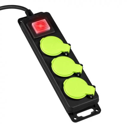 Przedłużacz 3-gniazdowy z wyłącznikiem, 5 m, IP44