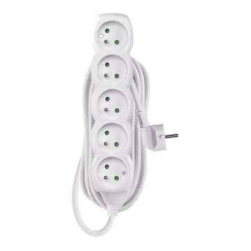 Przedłużacz 5Z 5m biały