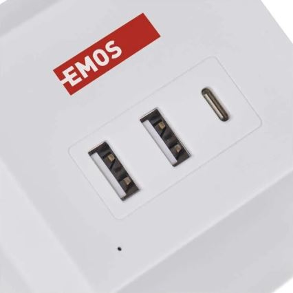 Przedłużacz kostka z ładowaniem bezprzewodowym QI 2Z +2xUSB-A+1xUSB-C 2m biały