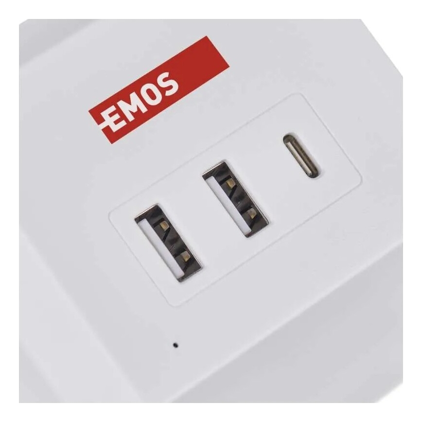 Przedłużacz kostka z ładowaniem bezprzewodowym QI 2Z +2xUSB-A+1xUSB-C 2m biały