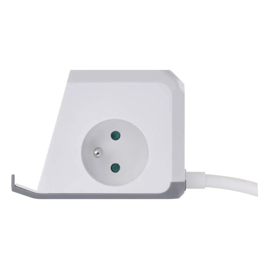 Przedłużacz kostka z ładowaniem bezprzewodowym QI 2Z +2xUSB-A+1xUSB-C 2m biały