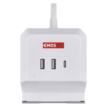 Przedłużacz kostka z ładowaniem bezprzewodowym QI 2Z +2xUSB-A+1xUSB-C 2m biały