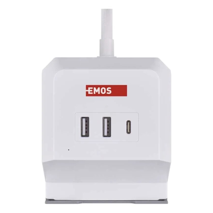 Przedłużacz kostka z ładowaniem bezprzewodowym QI 2Z +2xUSB-A+1xUSB-C 2m biały