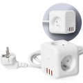 Przedłużacz kostka z wyłącznikiem LINEA 3x230V + 4xUSB A/C biały
