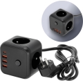 Przedłużacz kostka z wyłącznikiem LINEA 3x230V + 4xUSB A/C czarny