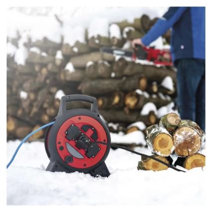 Przedłużacz na bębnie 3 gniazda 20 m czerwono-czarny IP44