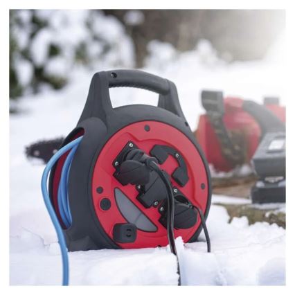 Przedłużacz na bębnie 3 gniazda 20 m czerwono-czarny IP44