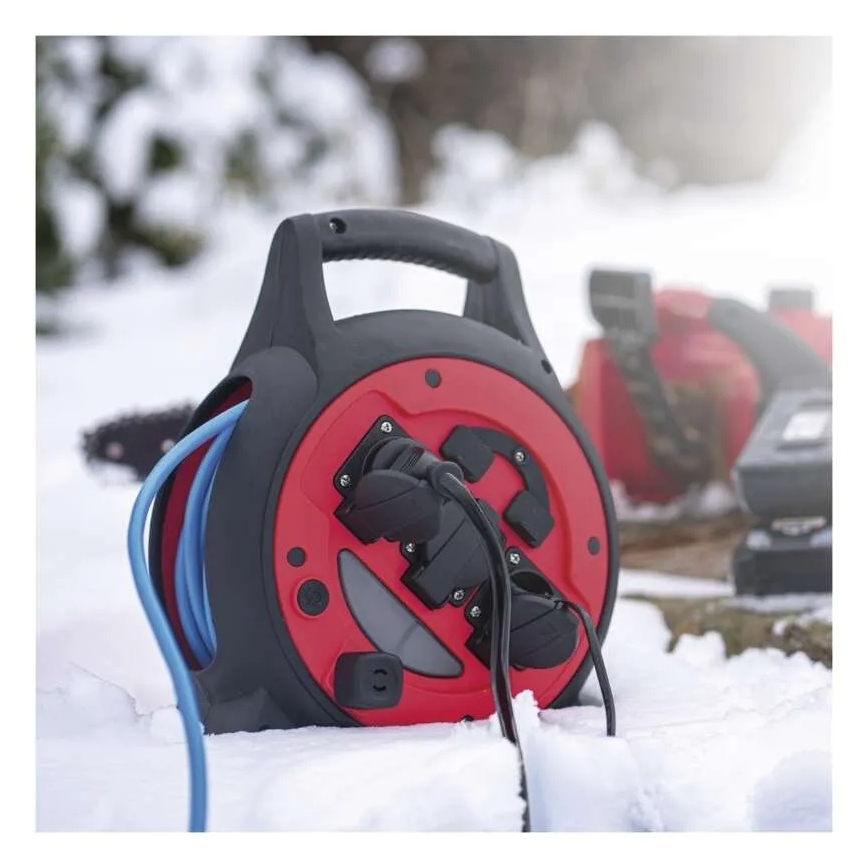 Przedłużacz na bębnie 3 gniazda 20 m czerwono-czarny IP44