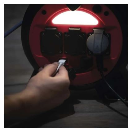 Przedłużacz na bębnie 3 gniazda 20 m czerwono-czarny IP44