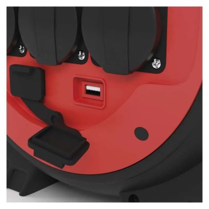 Przedłużacz na bębnie 3 gniazda 20 m czerwono-czarny IP44