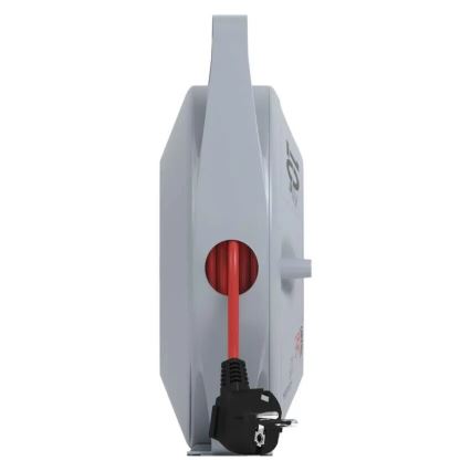 Przedłużacz na bębnie z 4 gniazdami, 10 m, szary/czerwony