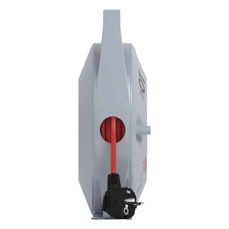 Przedłużacz na bębnie z 4 gniazdami, 10 m, szary/czerwony