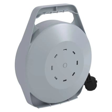 Przedłużacz na bębnie z 4 gniazdami, 10 m, szary/czerwony