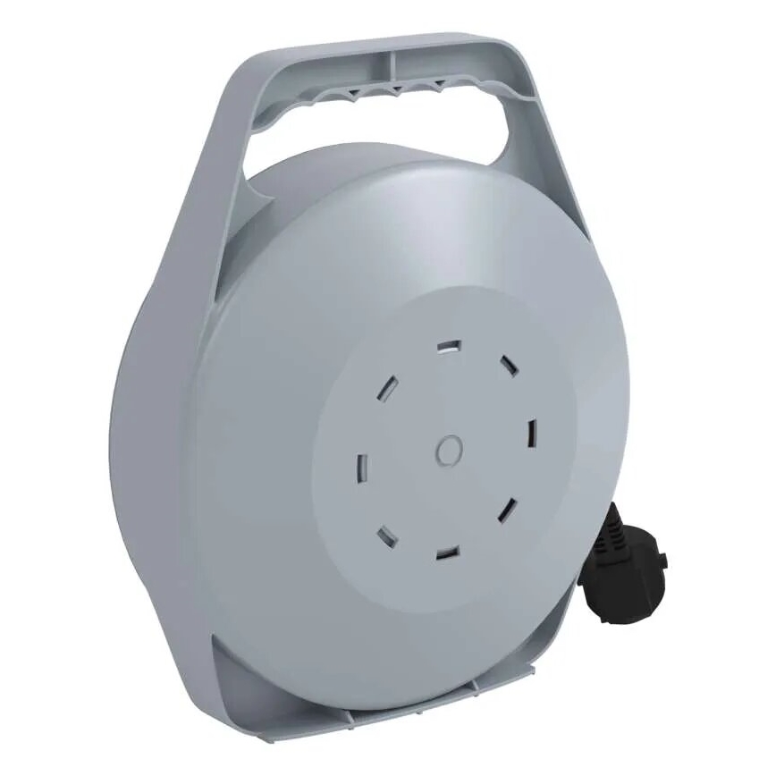 Przedłużacz na bębnie z 4 gniazdami, 10 m, szary/czerwony