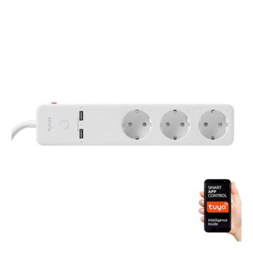 Przedłużacz SMART z wyłącznikiem 1,5 m + 2xUSB/Wi-Fi Tuya SCHUKO