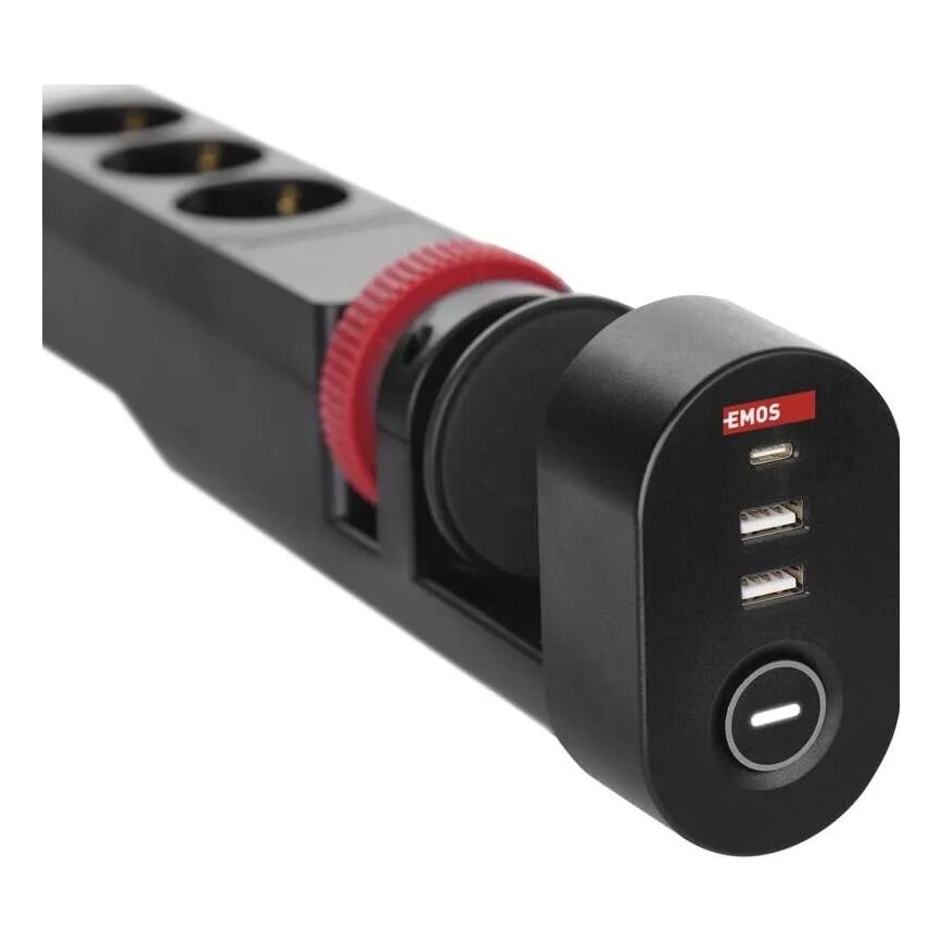 Przedłużacz z mocowaniem do stołu 3Z + 3xUSB 1,5m czarny