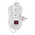 Przedłużacz z wyłącznikiem 3 gniazda 10 m biały