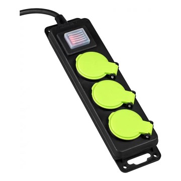 Przedłużacz z wyłącznikiem, 3 gniazda, 10 m, IP44