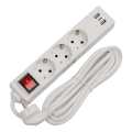 Przedłużacz z wyłącznikiem 3 gniazda + 2x USB-A + 1x USB-C 3 m SCHUKO biały